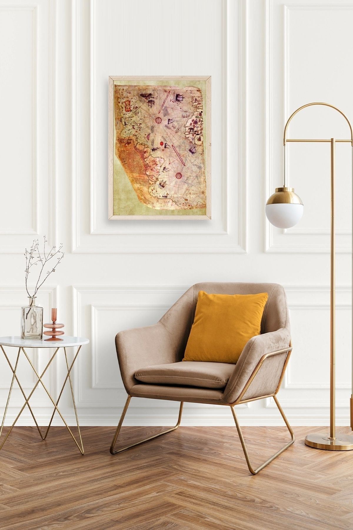 Harita Ahşap Çerçeveli Tablo 17 x 23