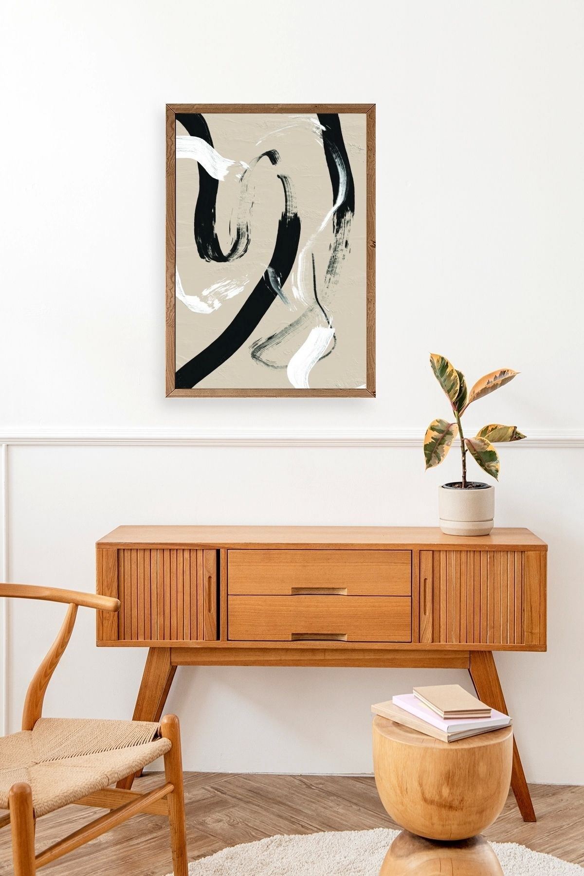 Soyut Ahşap Çerçeveli Tablo 30 x 42