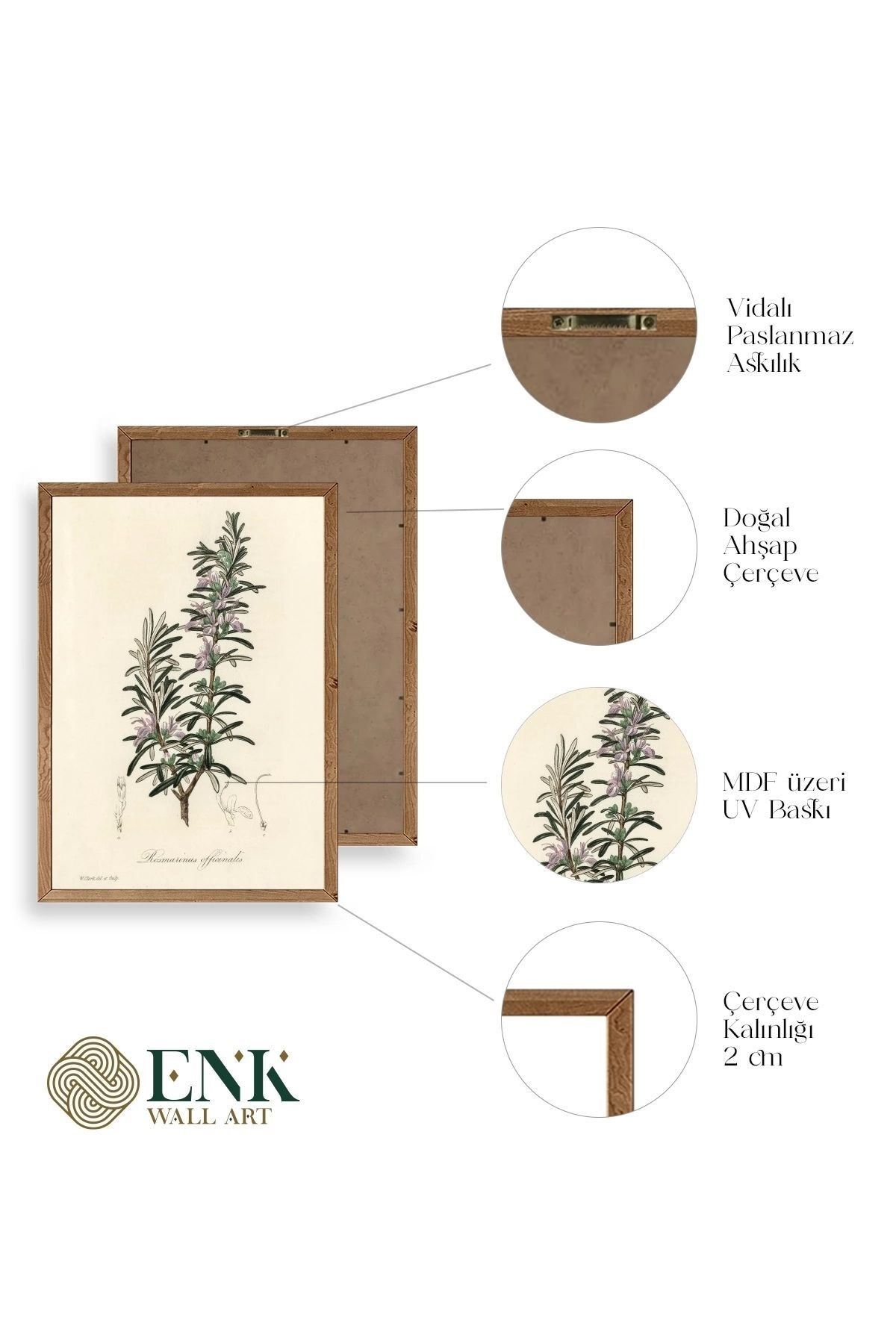 Yaprak Ahşap Çerçeveli Tablo 17 x 23