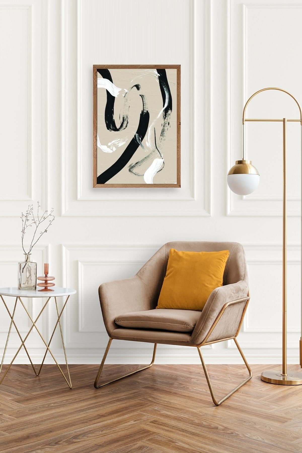 Soyut Ahşap Çerçeveli Tablo 23 x 30