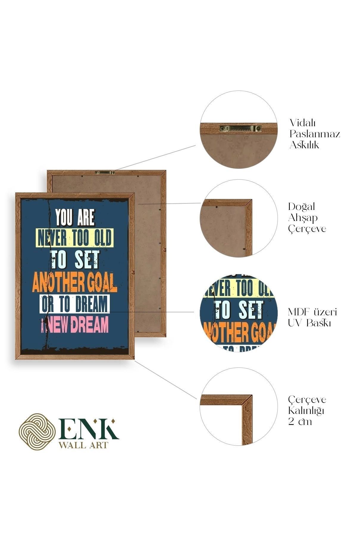 Motto Ahşap Çerçeveli Tablo 30 x 42