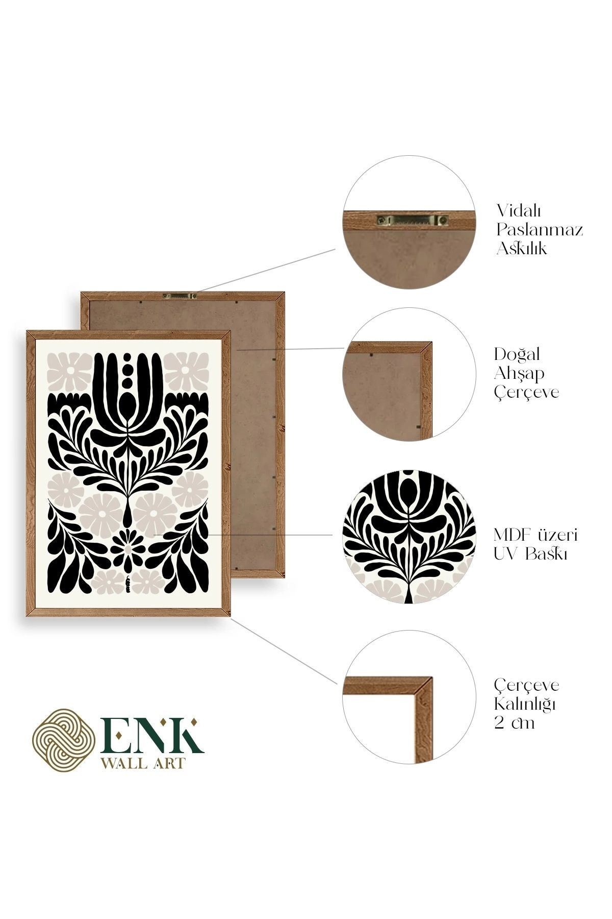 Çiçek Ahşap Çerçeveli Tablo 50 x 70