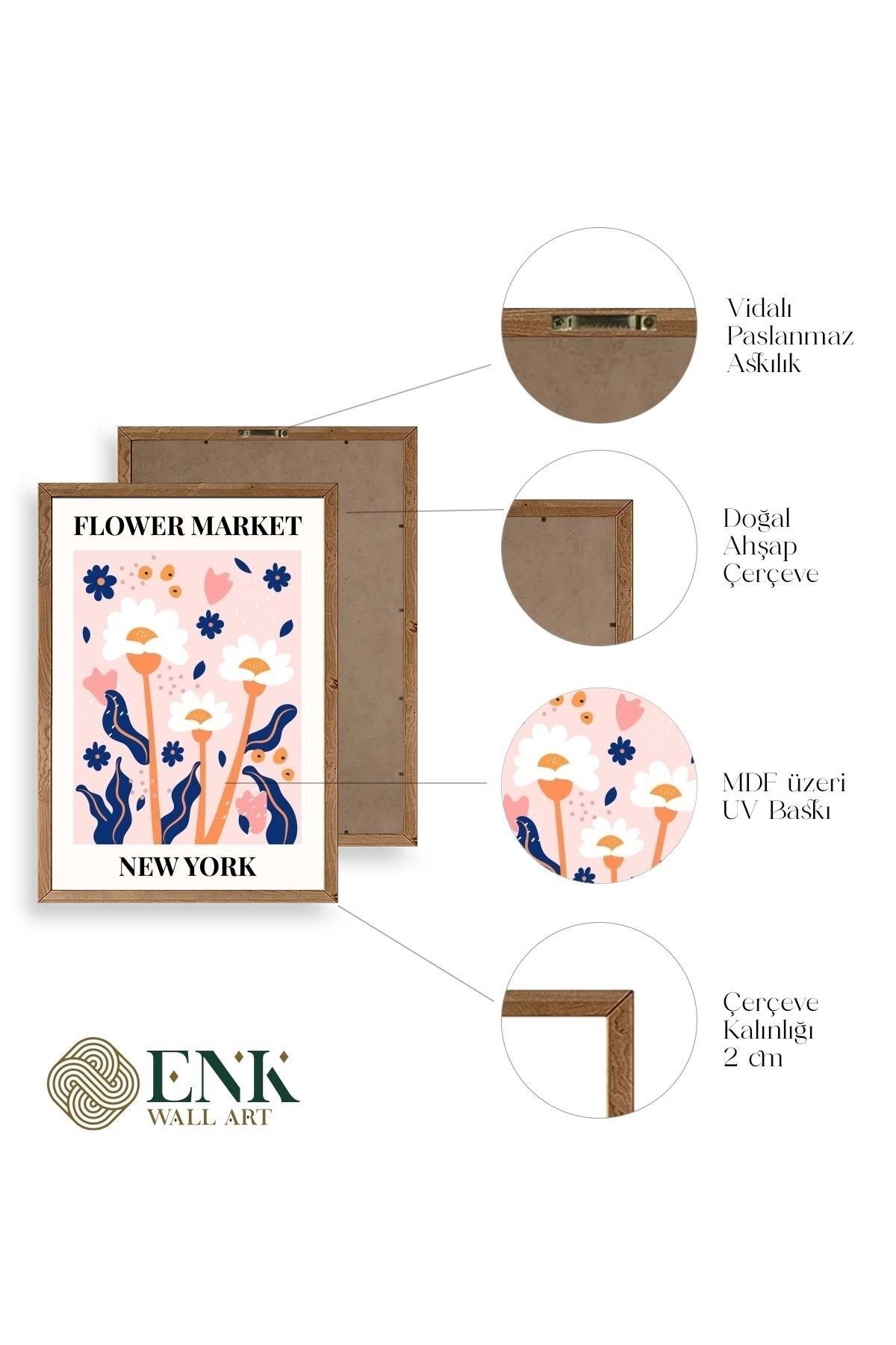 Çiçek Ahşap Çerçeveli Tablo 23 x 30