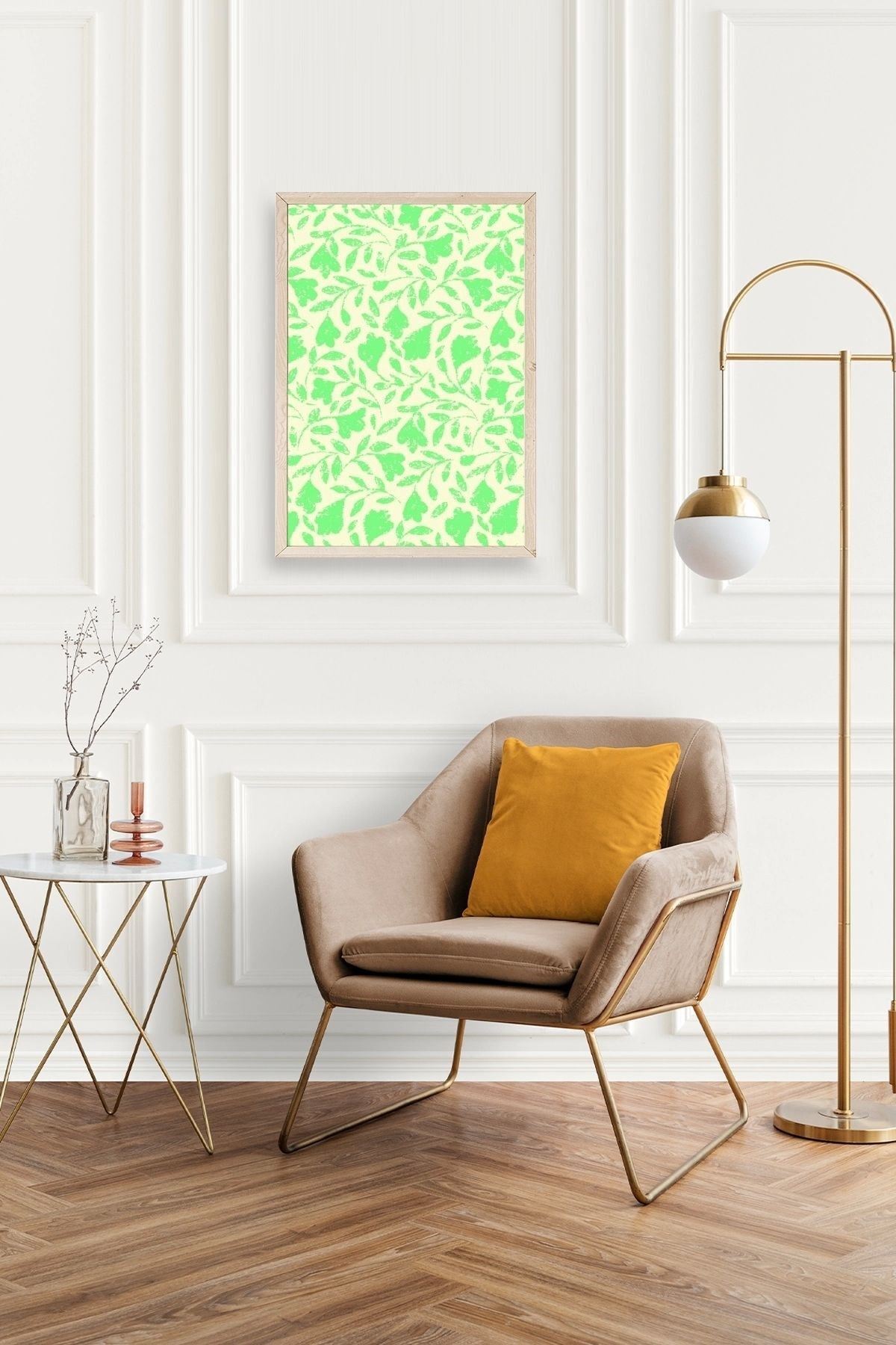 Yapraklar Ahşap Çerçeveli Tablo 30 x 42