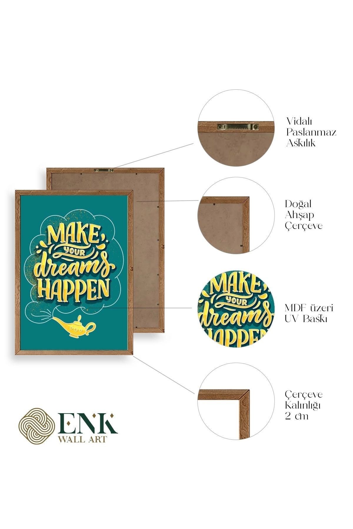 Motto Ahşap Çerçeveli Tablo 17 x 23