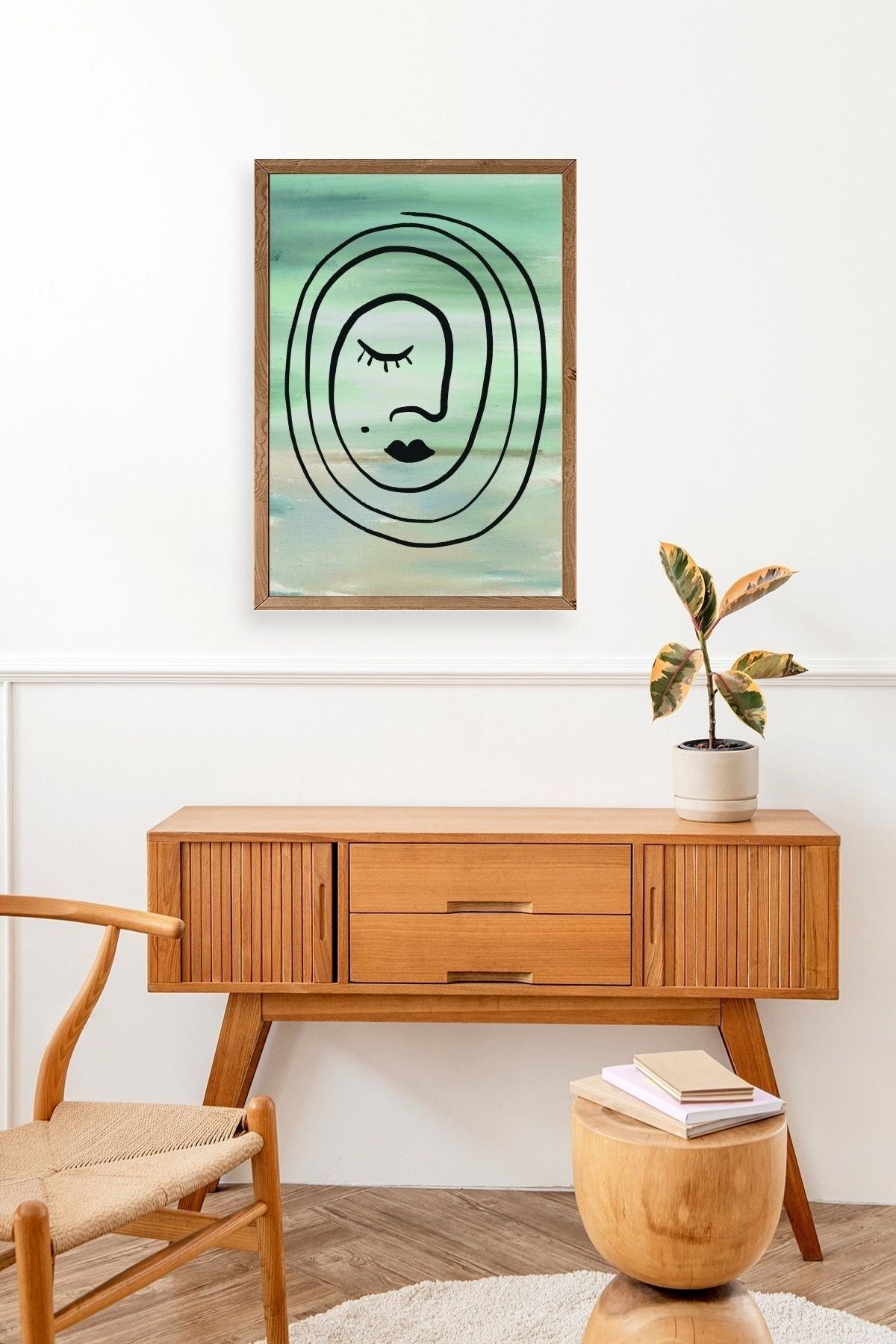 Soyut Ahşap Çerçeveli Tablo 50 x 70