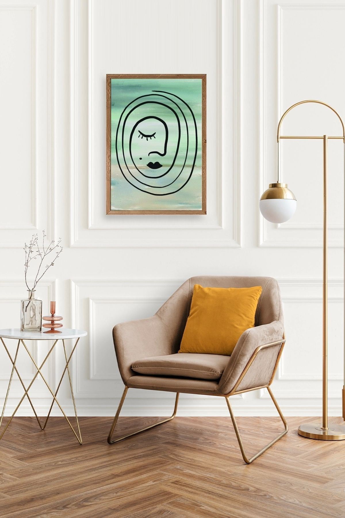 Soyut Ahşap Çerçeveli Tablo 30 x 42