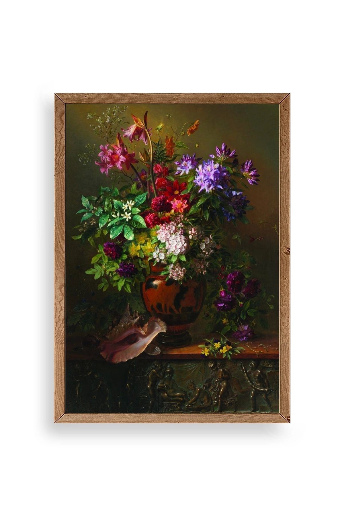 Çiçekler Ahşap Çerçeveli Tablo 30 x 42