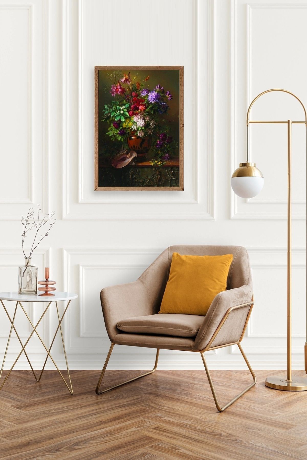 Çiçekler Ahşap Çerçeveli Tablo 23 x 30