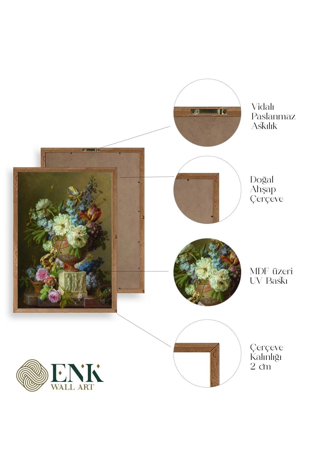 Çiçekler Ahşap Çerçeveli Tablo 30 x 42