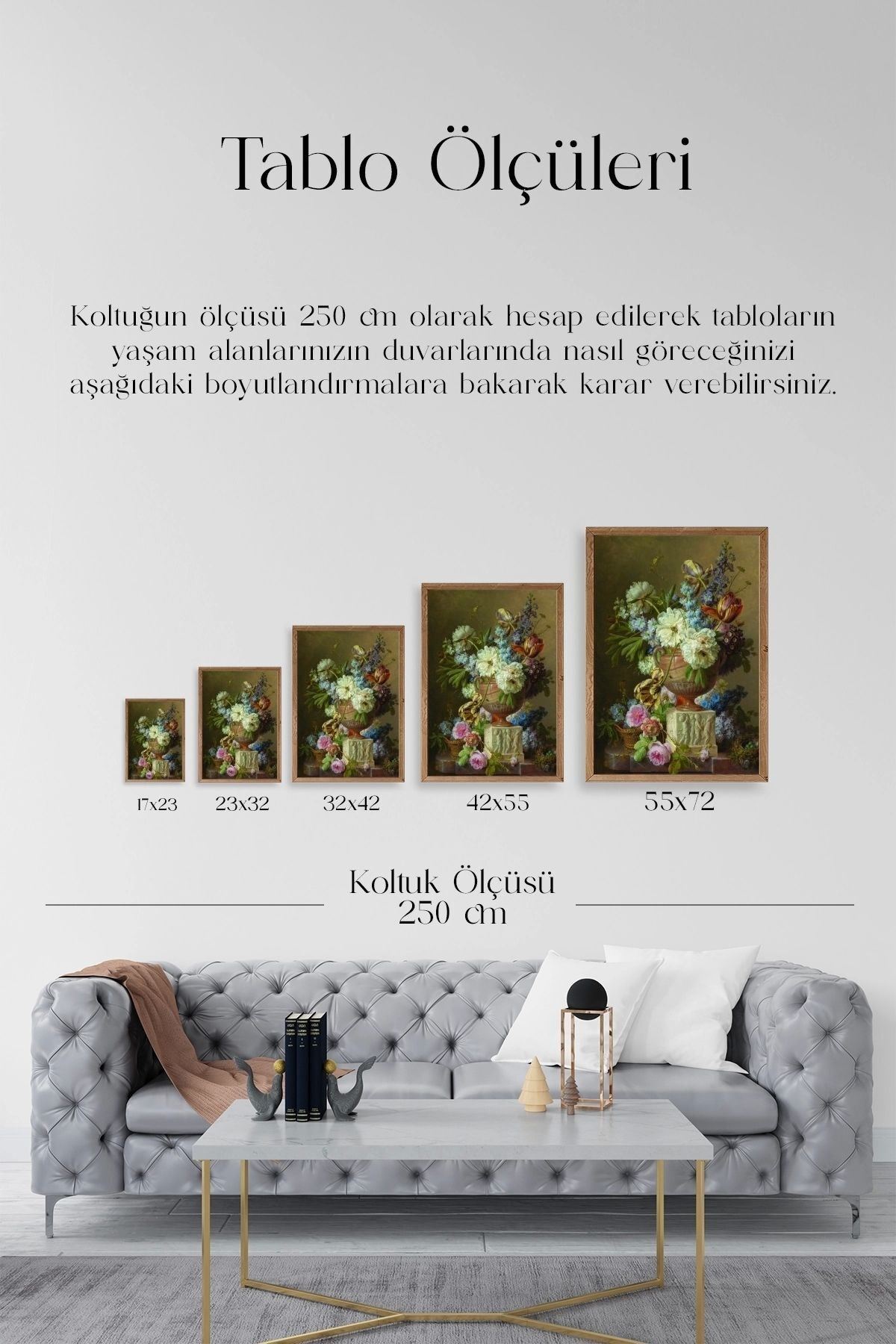 Çiçekler Ahşap Çerçeveli Tablo 17 x 23