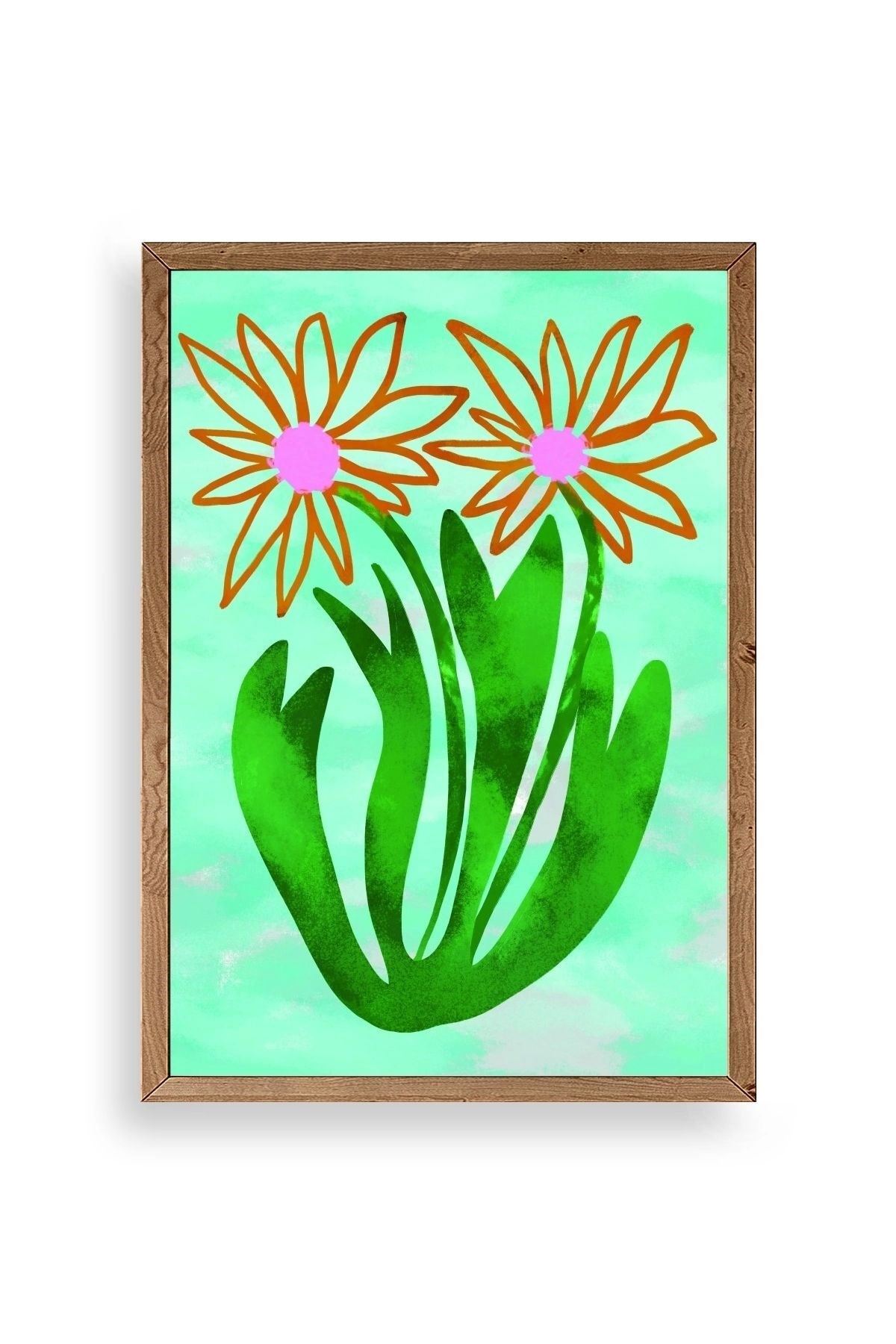 Çiçekler Ahşap Çerçeveli Tablo 17 x 23