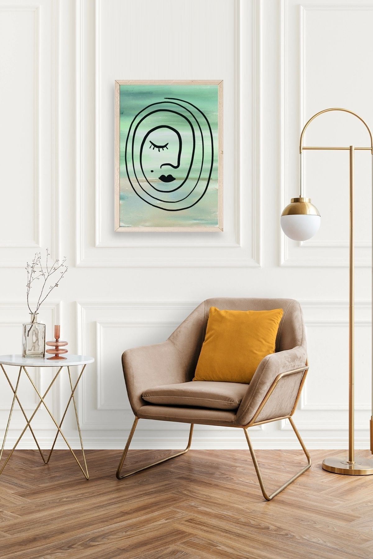 Soyut Ahşap Çerçeveli Tablo 30 x 42