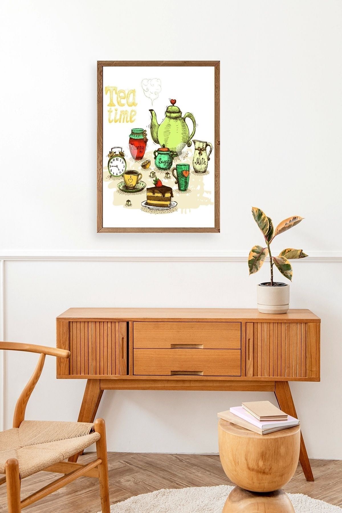 Çay Vakti Ahşap Çerçeveli Tablo 50 x 70