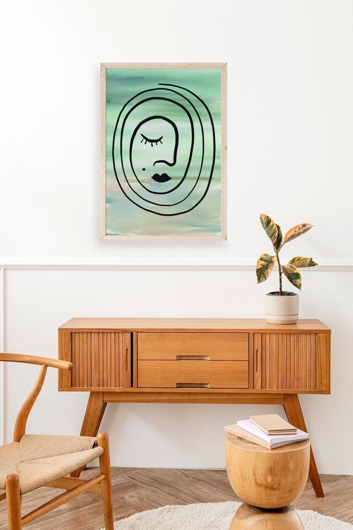 Soyut Ahşap Çerçeveli Tablo 17 x 23