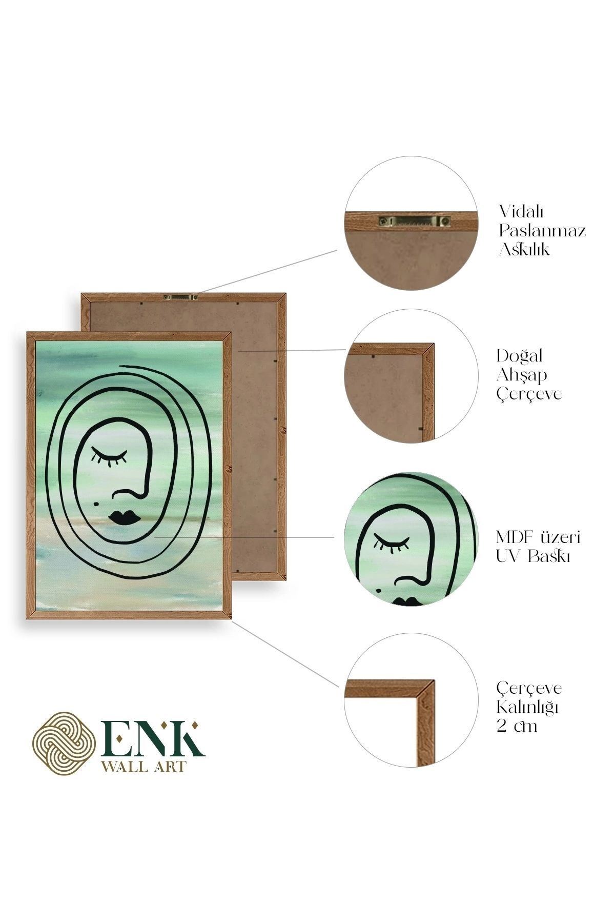 Soyut Ahşap Çerçeveli Tablo 17 x 23