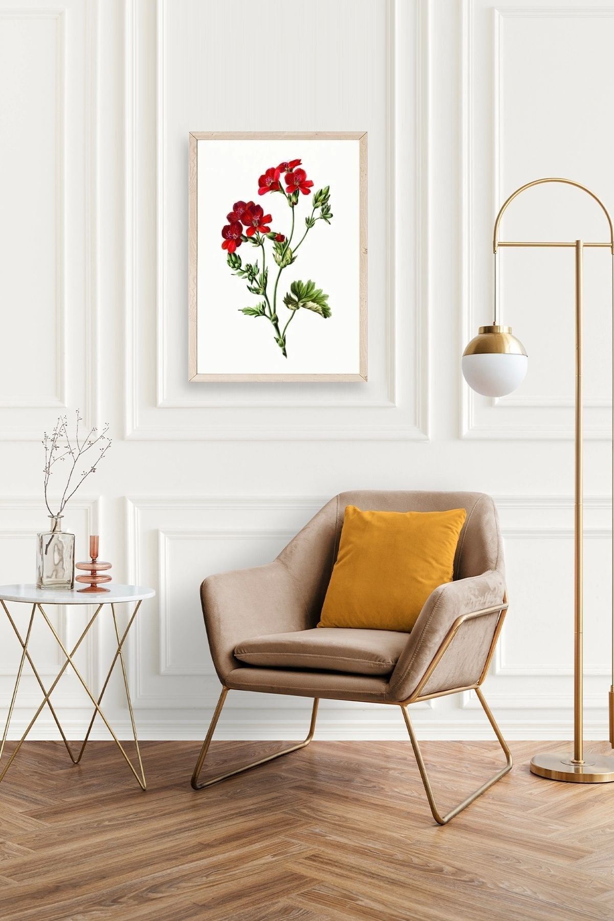 Çiçekler Ahşap Çerçeveli Tablo 30 x 42