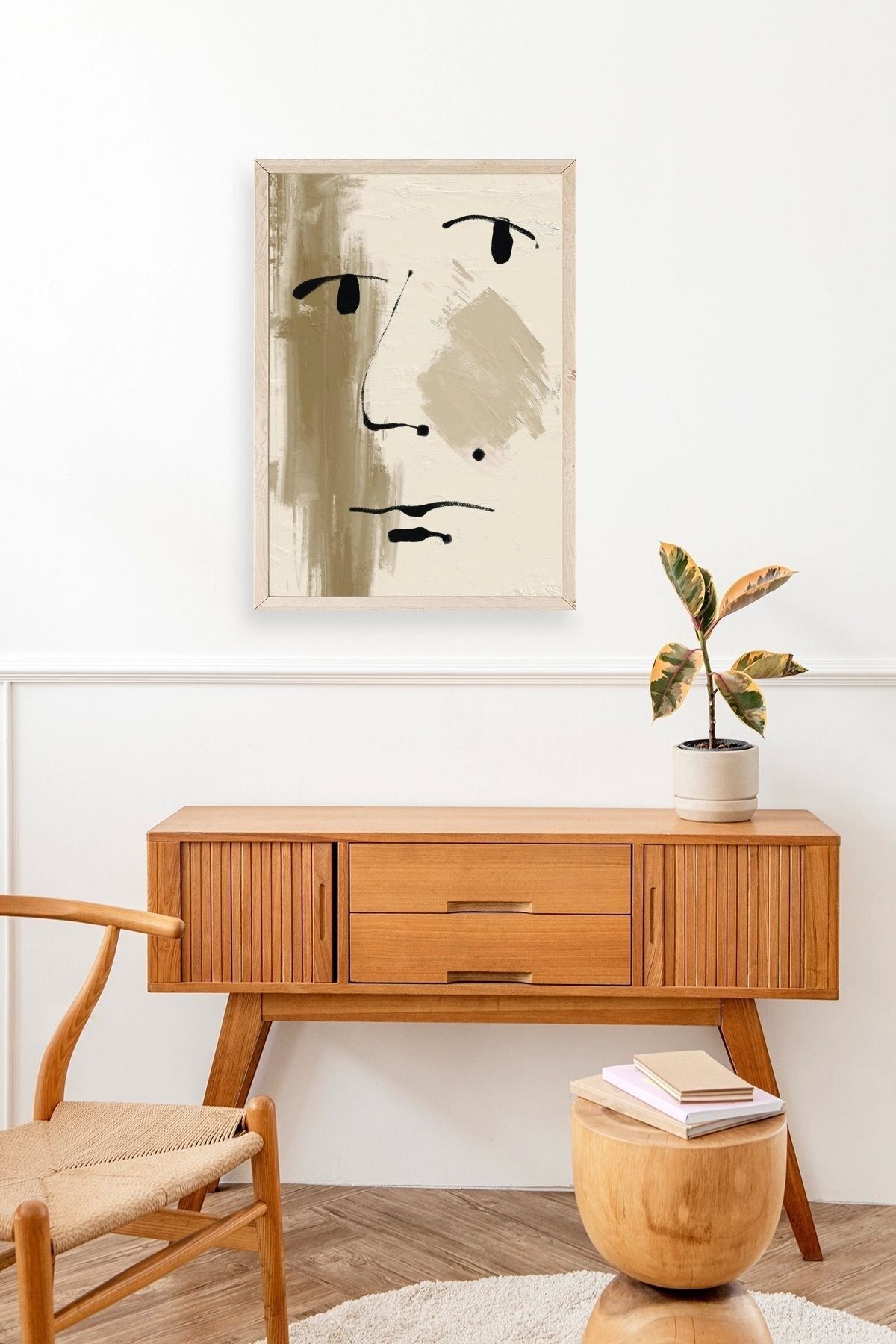 Soyut Yüz Ahşap Çerçeveli Tablo 17 x 23