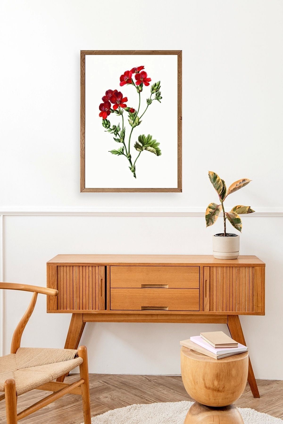 Çiçekler Ahşap Çerçeveli Tablo 50 x 70