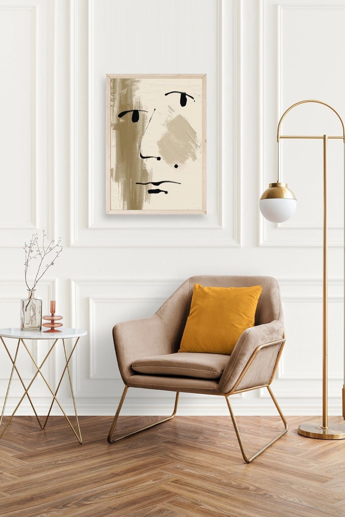 Soyut Yüz Ahşap Çerçeveli Tablo 50 x 70