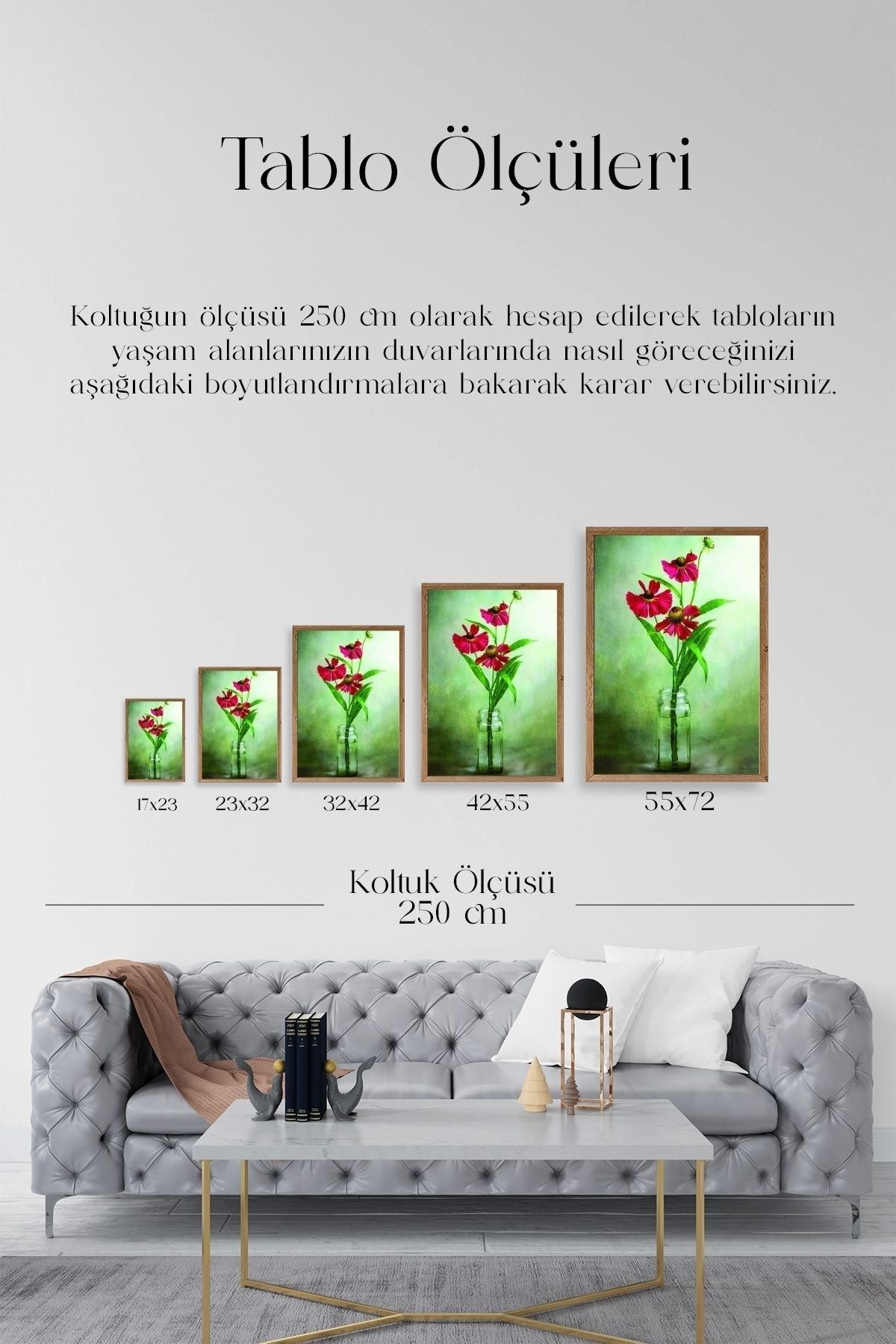 Çiçekler Ahşap Çerçeveli Tablo 30 x 42