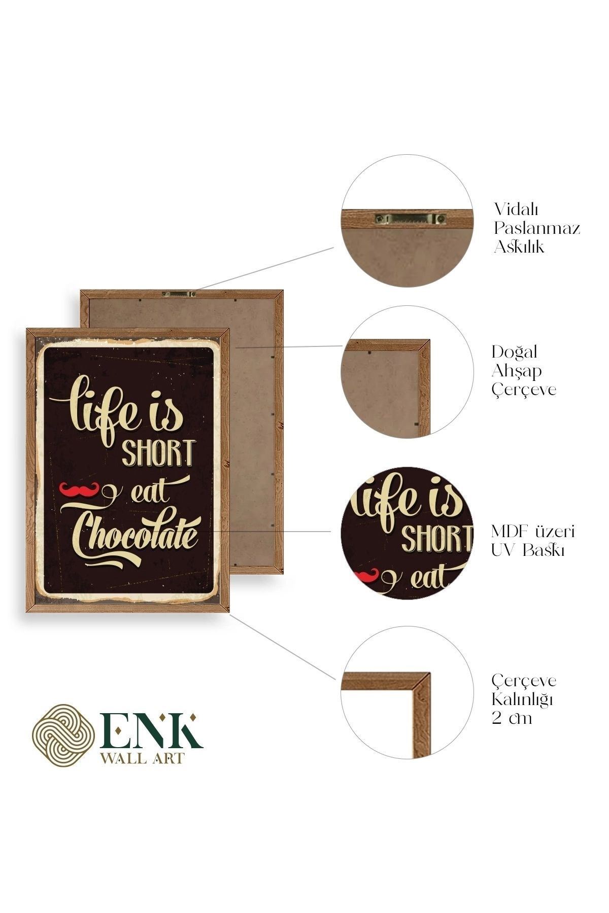 Motto Ahşap Çerçeveli Tablo 30 x 42