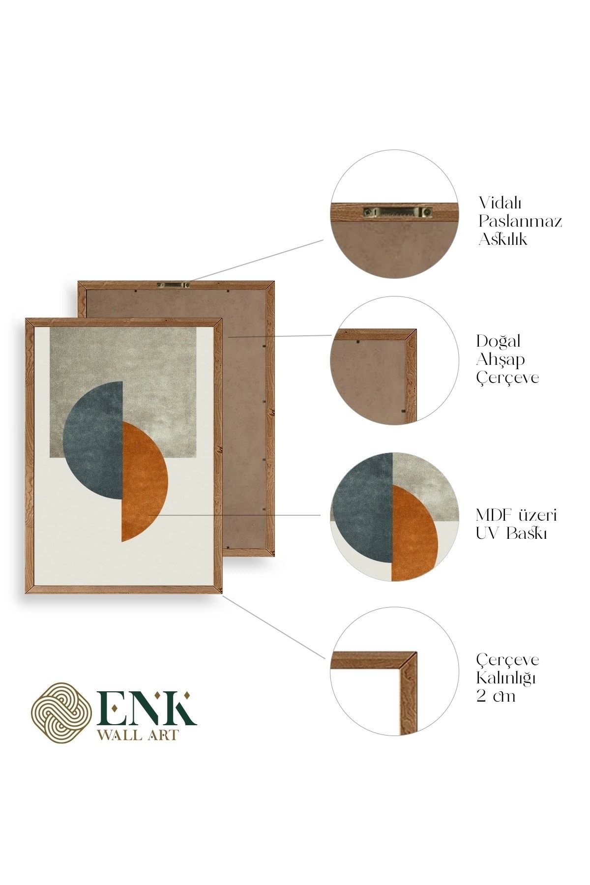 Manzara Üçlü Ahşap Çerçeveli Tablo 50 x 70