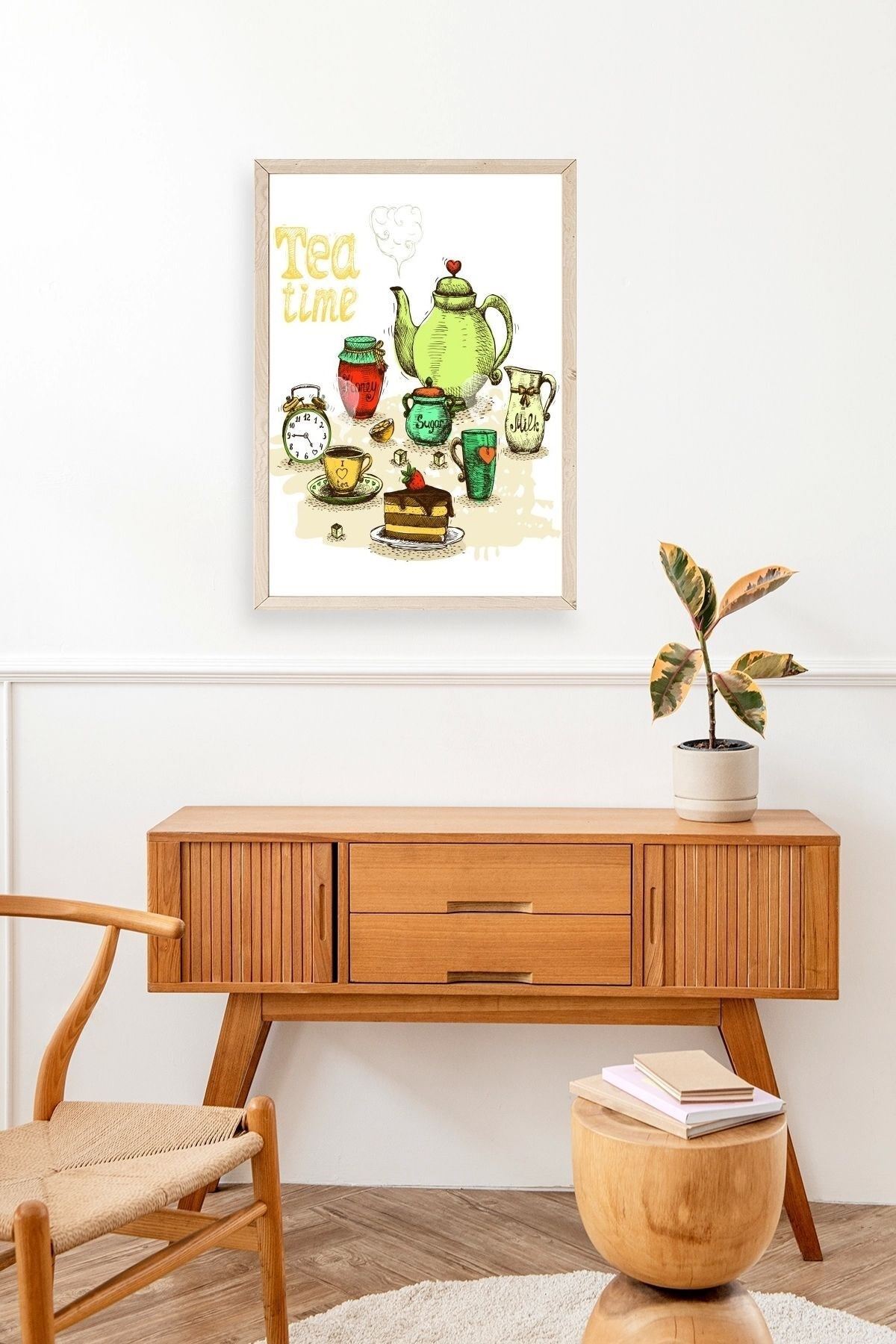 Çay Vakti Ahşap Çerçeveli Tablo 17 x 23