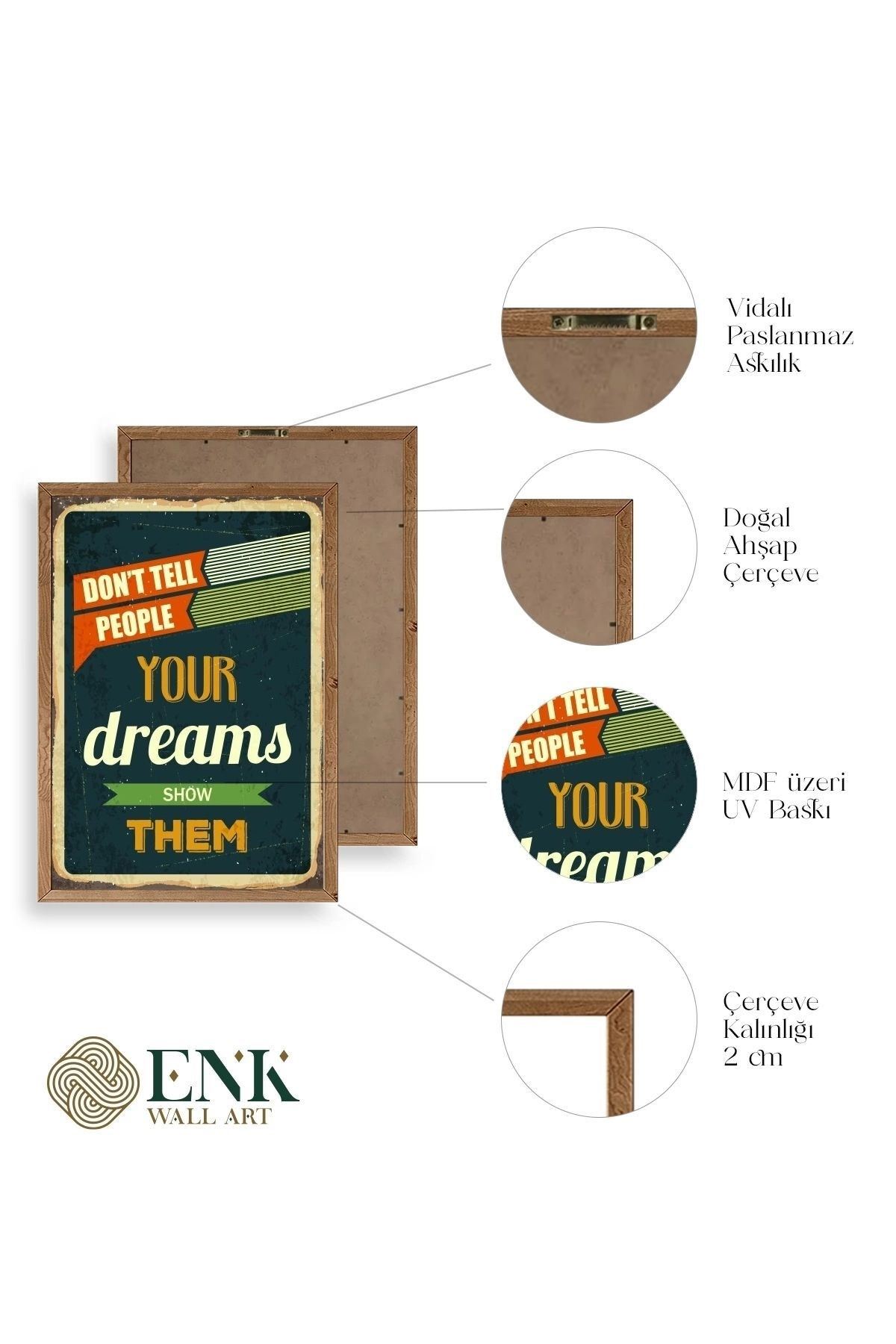 Motto Ahşap Çerçeveli Tablo 23 x 30