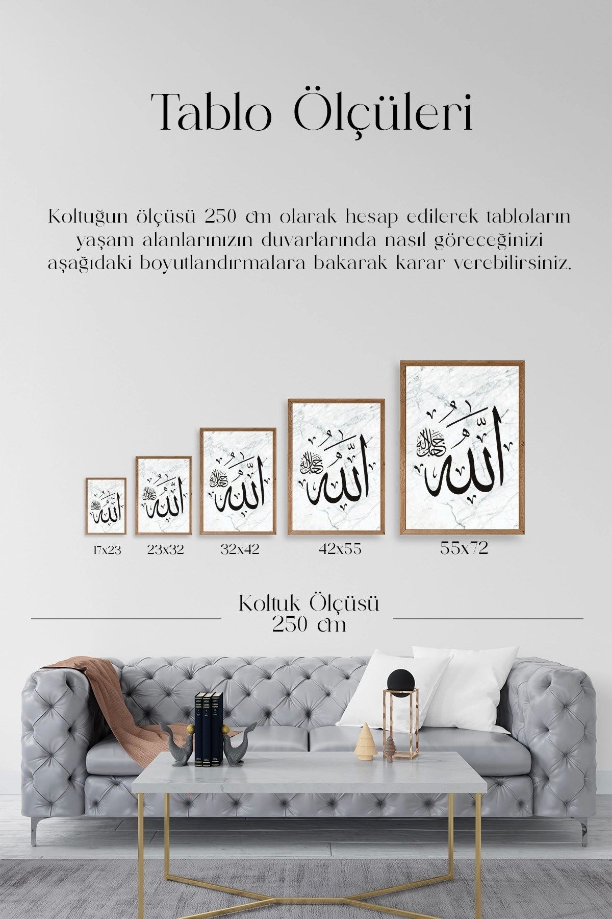 Allah Yazılı Hat Ahşap Çerçeveli Tablo 30 x 42