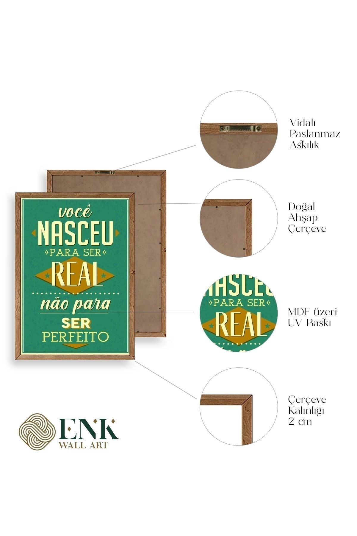 Motto Ahşap Çerçeveli Tablo 30 x 42