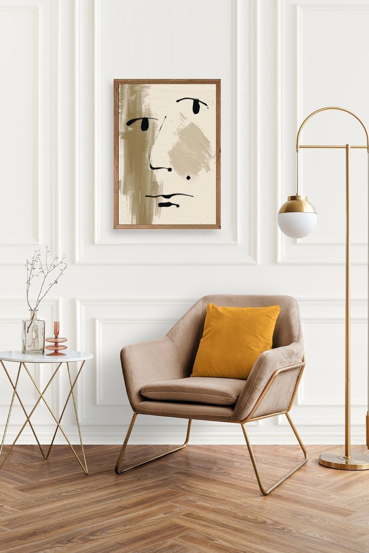 Soyut Yüz Ahşap Çerçeveli Tablo 23 x 30