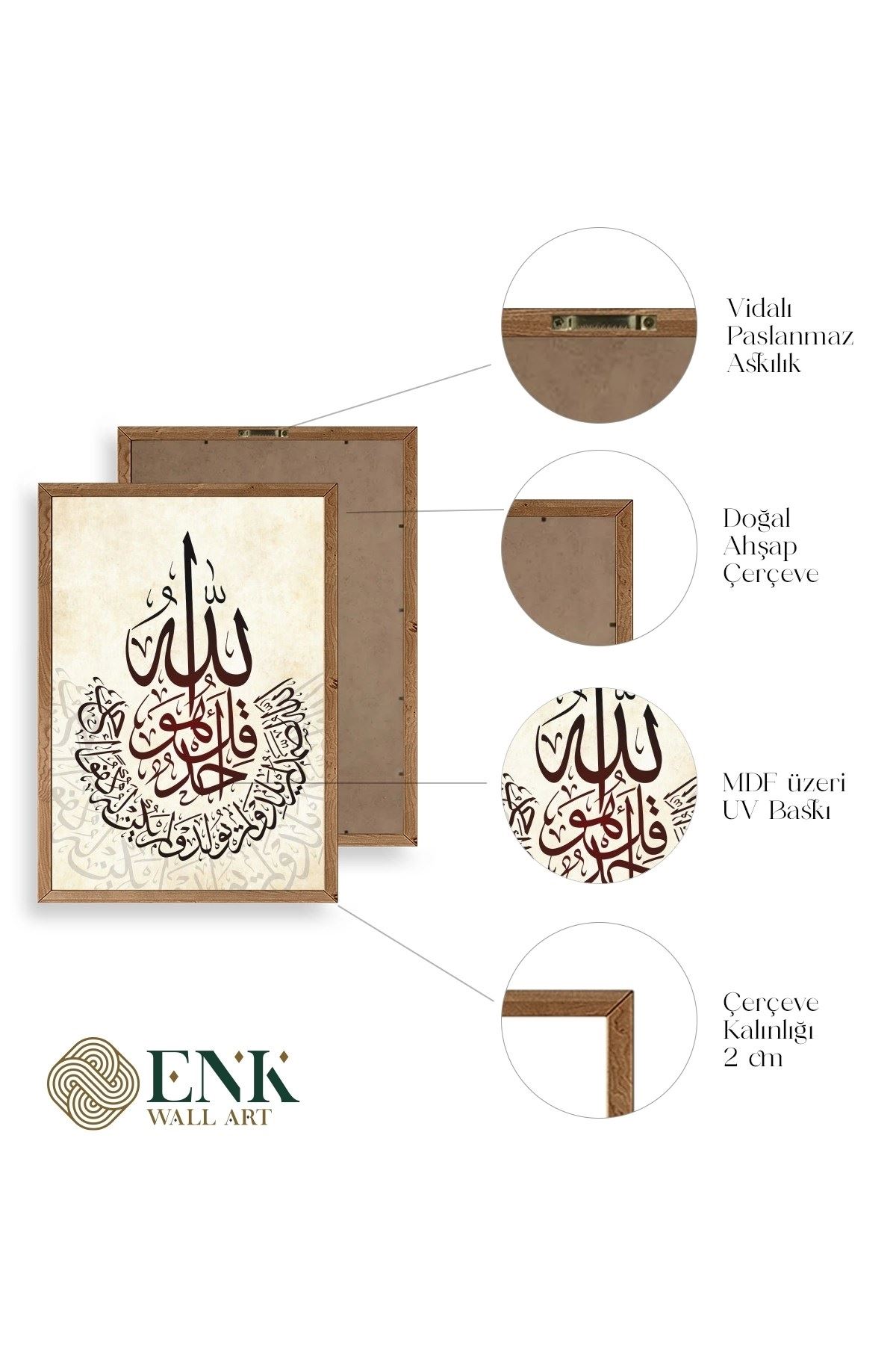 Hat Sanatı Üçlü Ahşap Çerçeveli Tablo 50 x 70