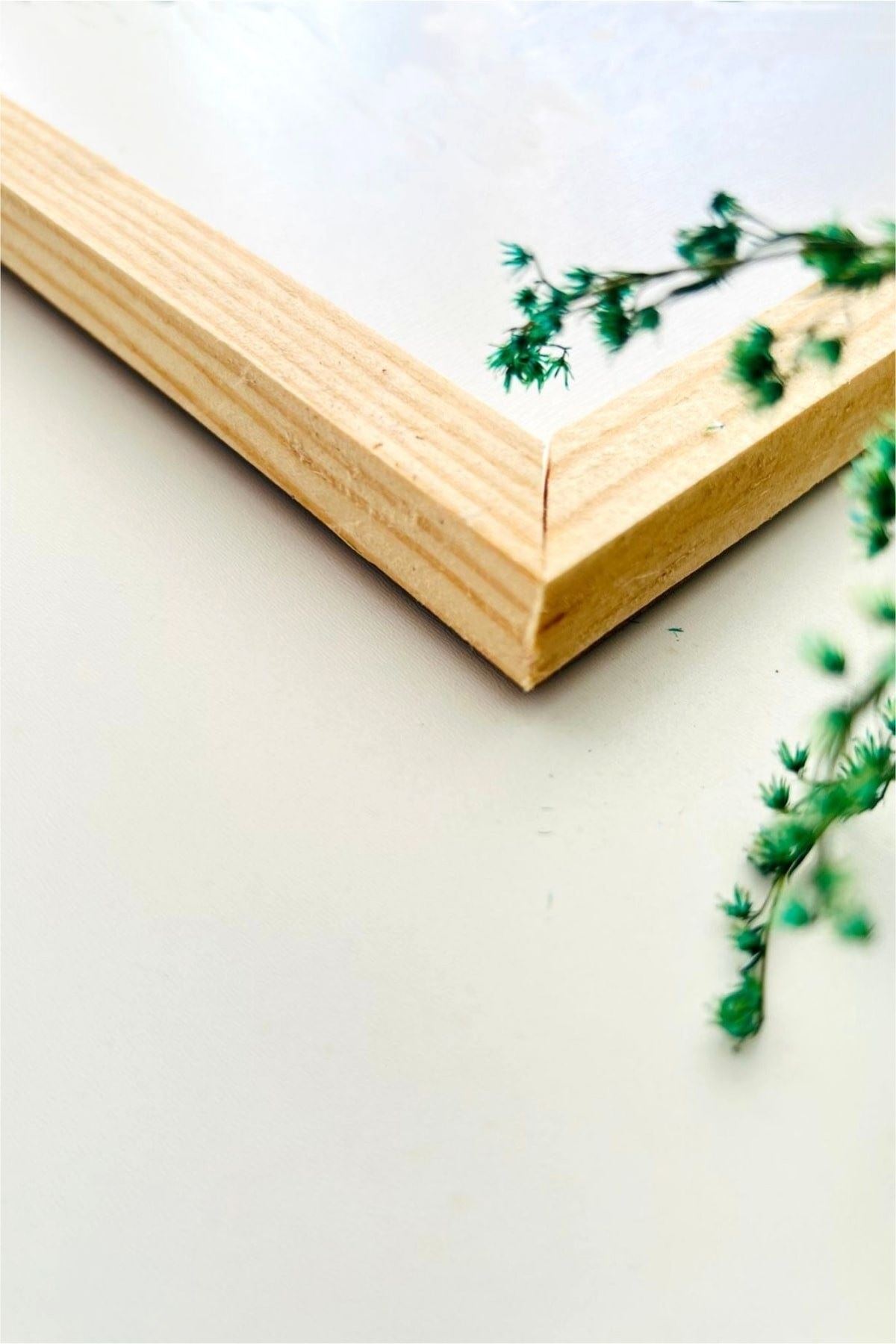 Ahşap Desenli Dekoratif Çerçeveli Tablo - Naturel 50 x 70