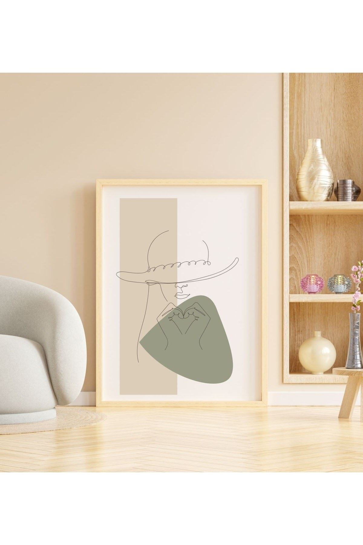 Ahşap Soyut Dekoratif Çerçeveli Tablo - Yesl 35 x 50