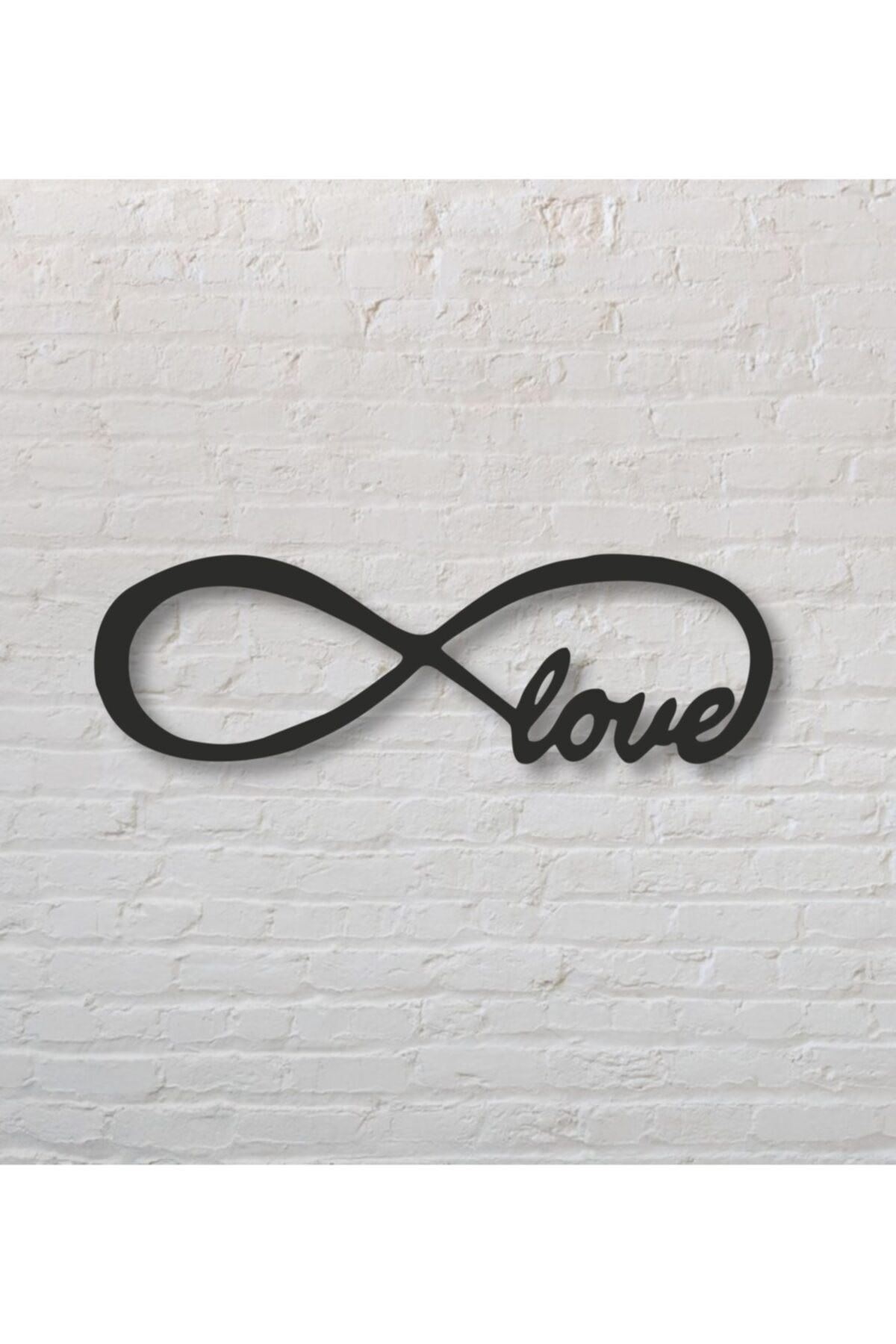 Dekoratif Sonsuzluk Işareti Love Ahşap Duvar Tablosu 45 x 12