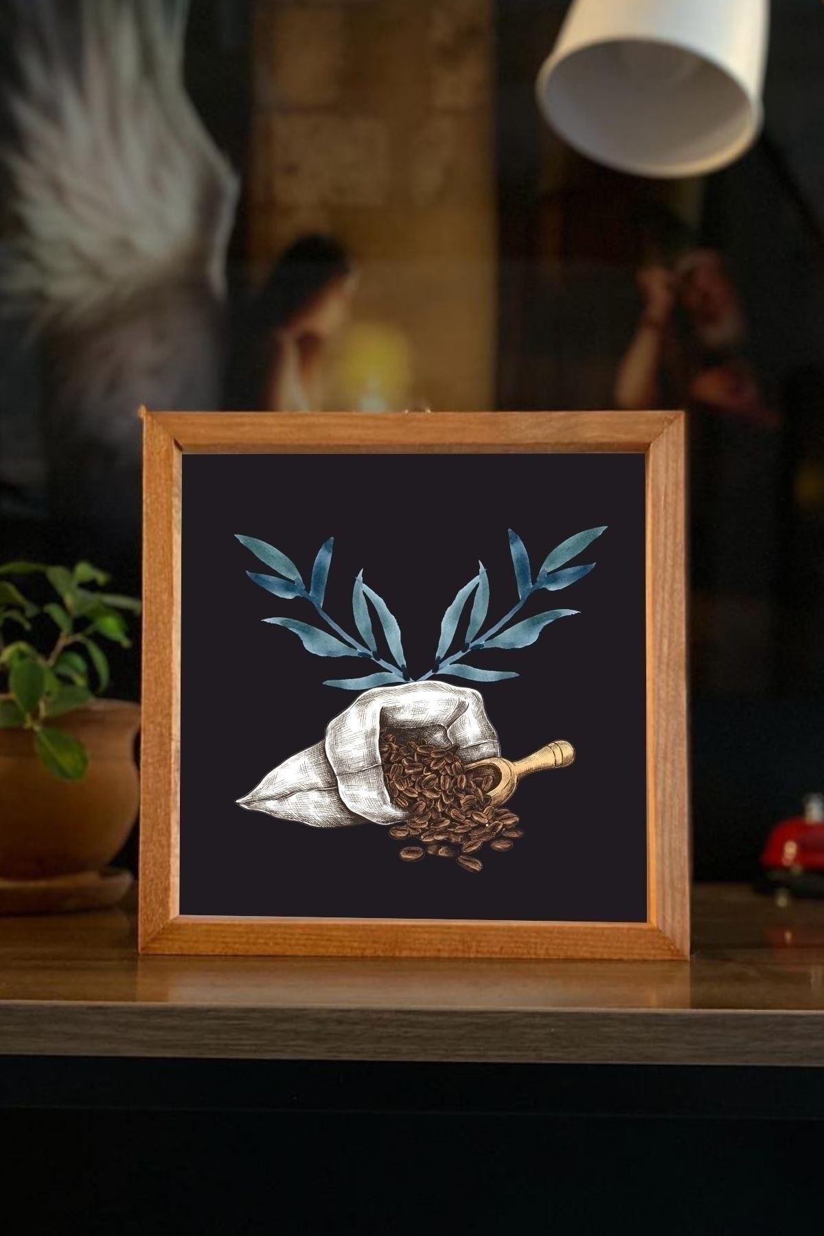 Kahve Köşesi Filtre Kahve Ahşap Çerçeve 23 x 23