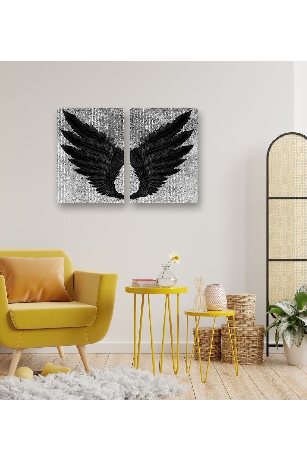 Melek Kanatları Ahşap Dekoratif Tablo 70 x 52