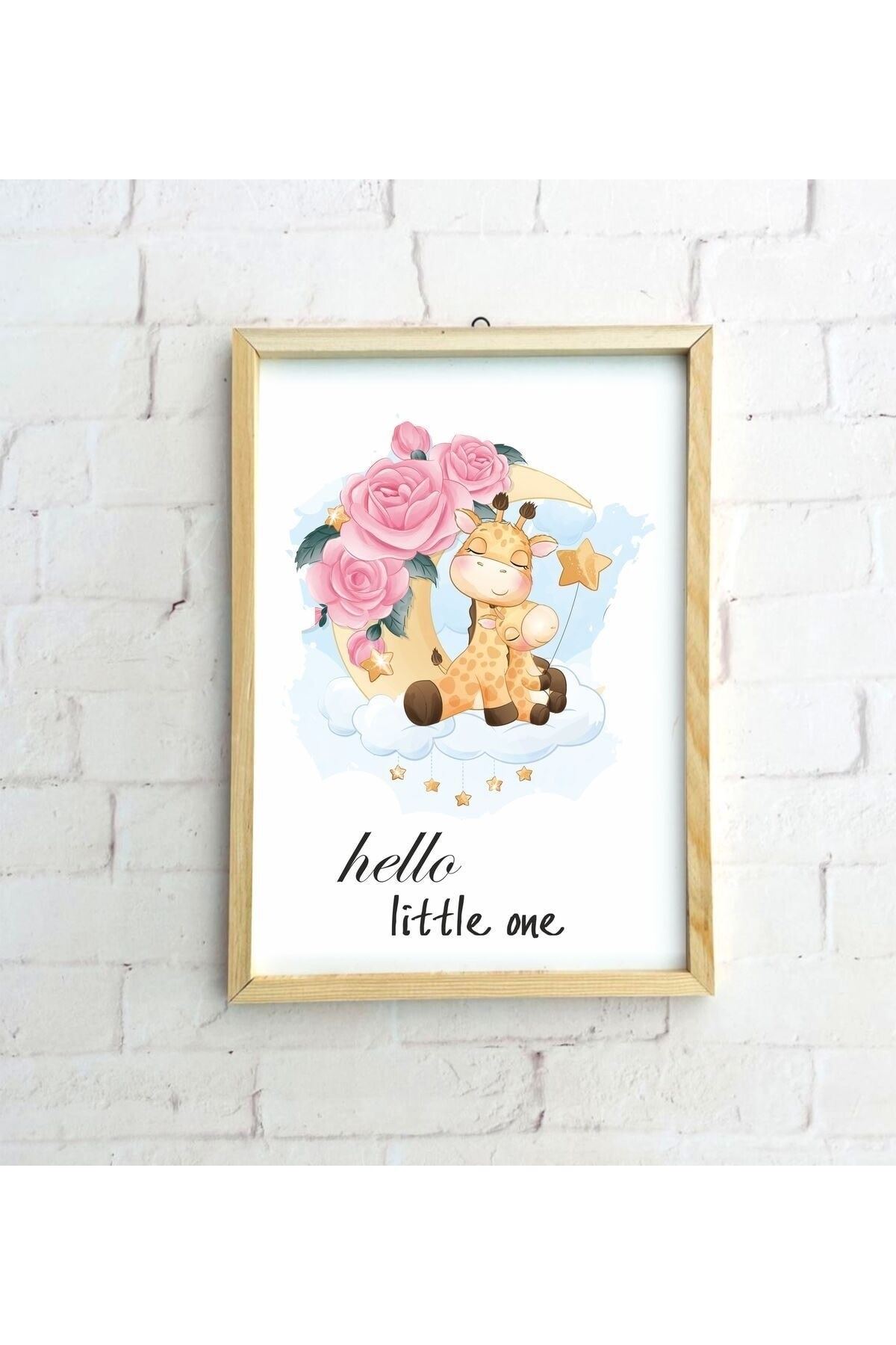 Çocuk Odası Ahşap Çerçeveli Zürafa Tablo 30 x 42