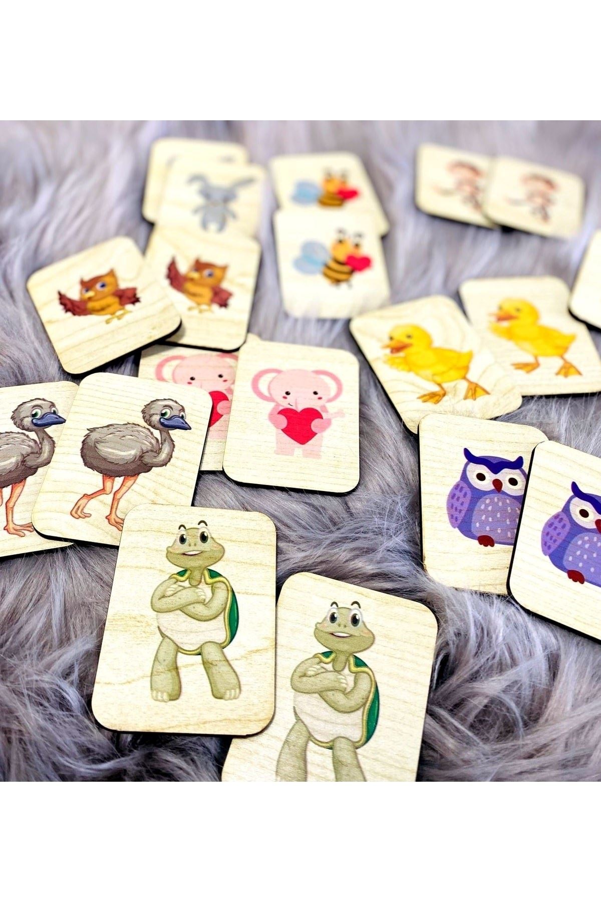 Sevimli Hayvanlar Hafıza Eşleştirme Oyunu Ahşap Eğitici Puzzle Oyuncak