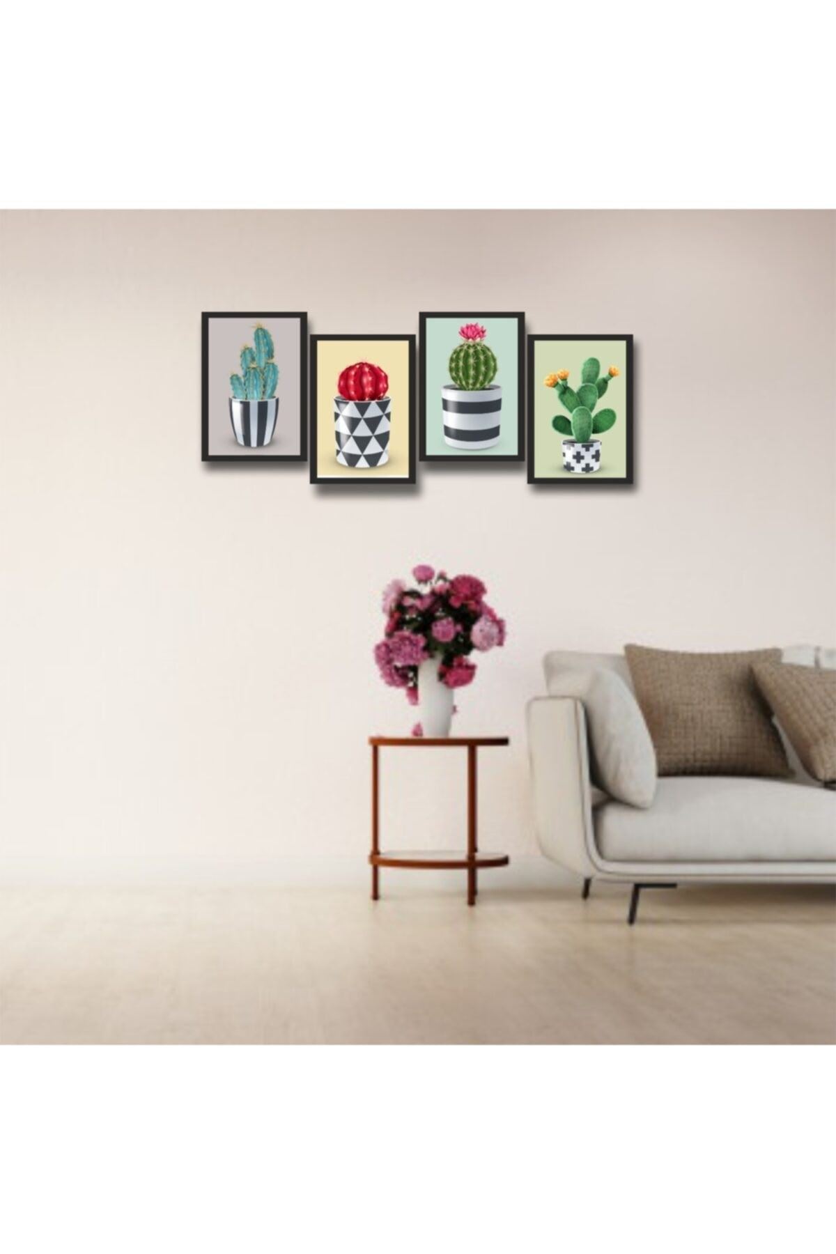 4 Paarça Çerçeve Görünümlü Ahşap Tablo