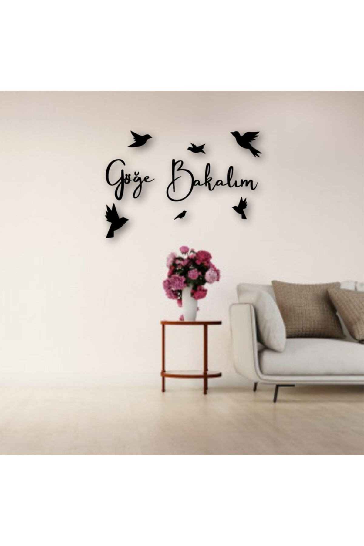 Göğe Bakalım Yazlı Ahşap Duvar Tablo