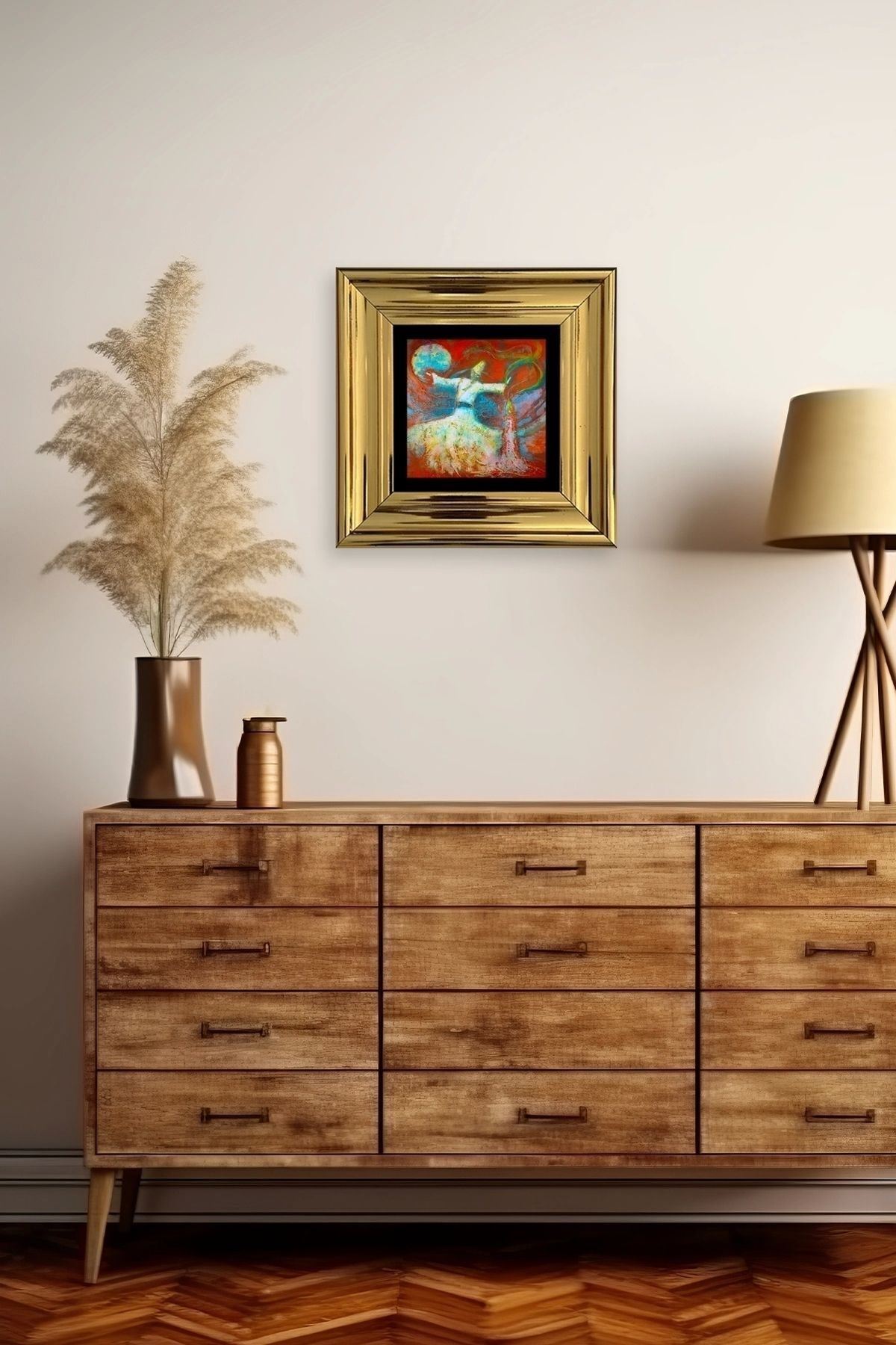 Semazen Çerçeveli Taş Tablo 20 cm