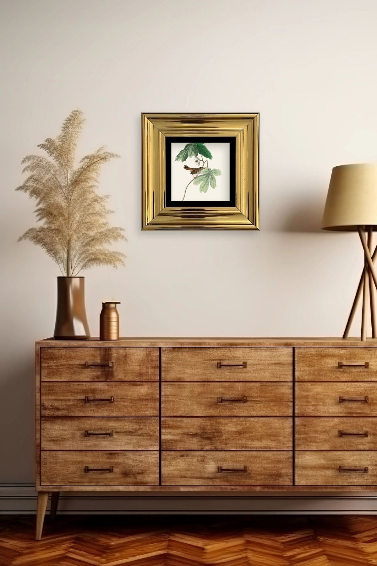 Yapraklar Çerçeveli Taş Tablo 20 cm