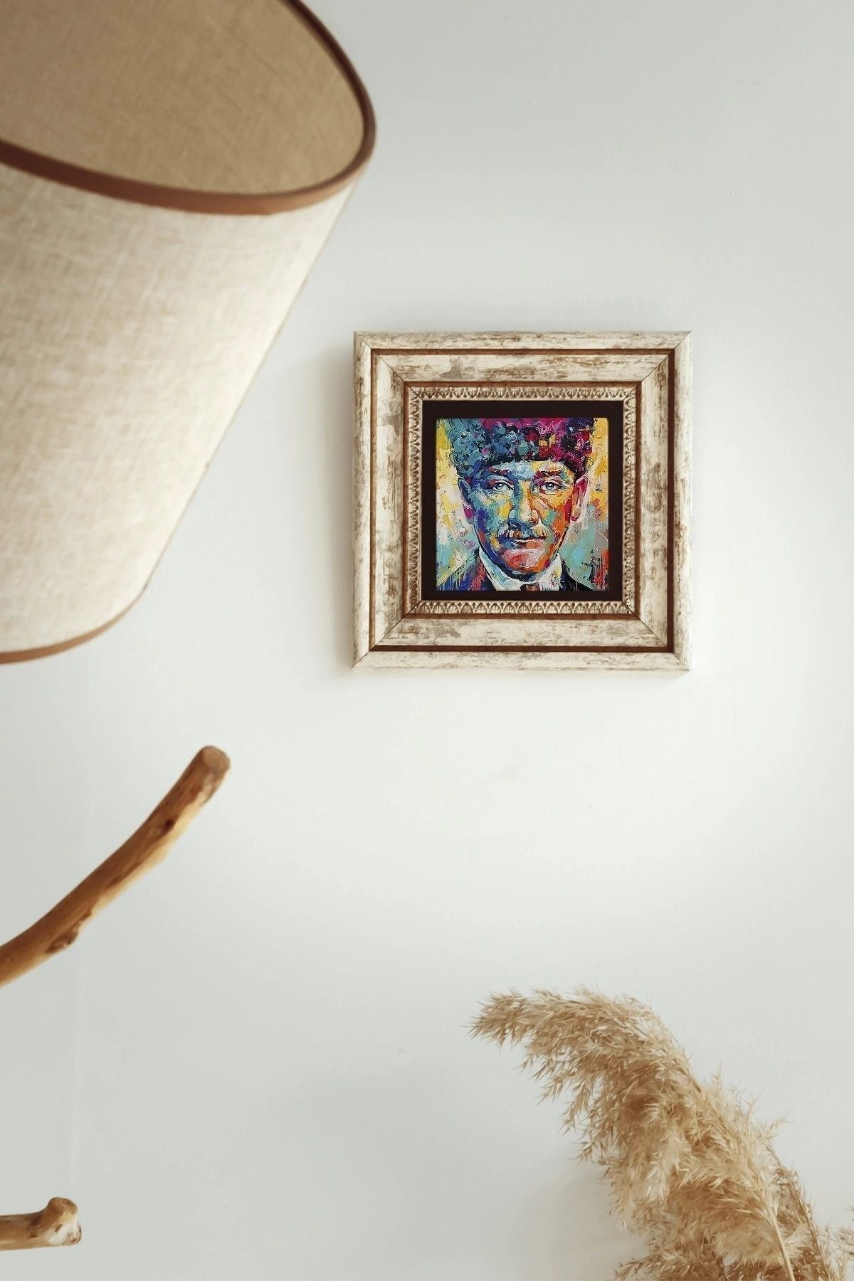 Atatürk Çerçeveli Taş Tablo , Çerçeveli Taş Duvar Dekoru-enkcrcvtbl-00197 20 cm