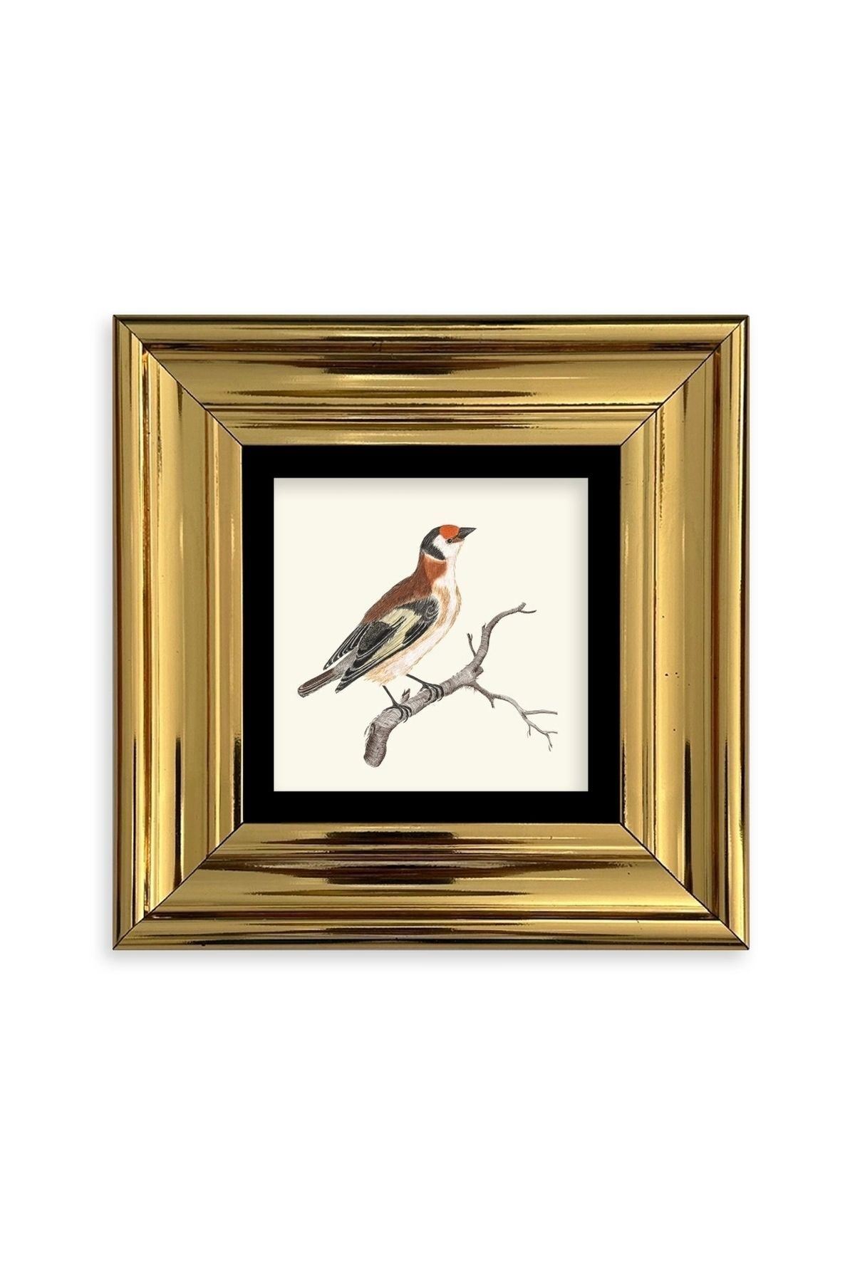 Dal ve Kuş Çerçeveli Taş Tablo 20 cm