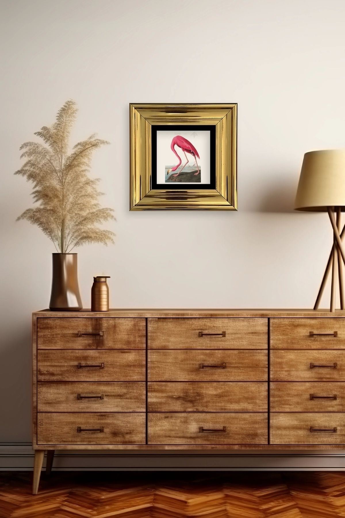 Flamingo Çerçeveli Taş Tablo 20 cm