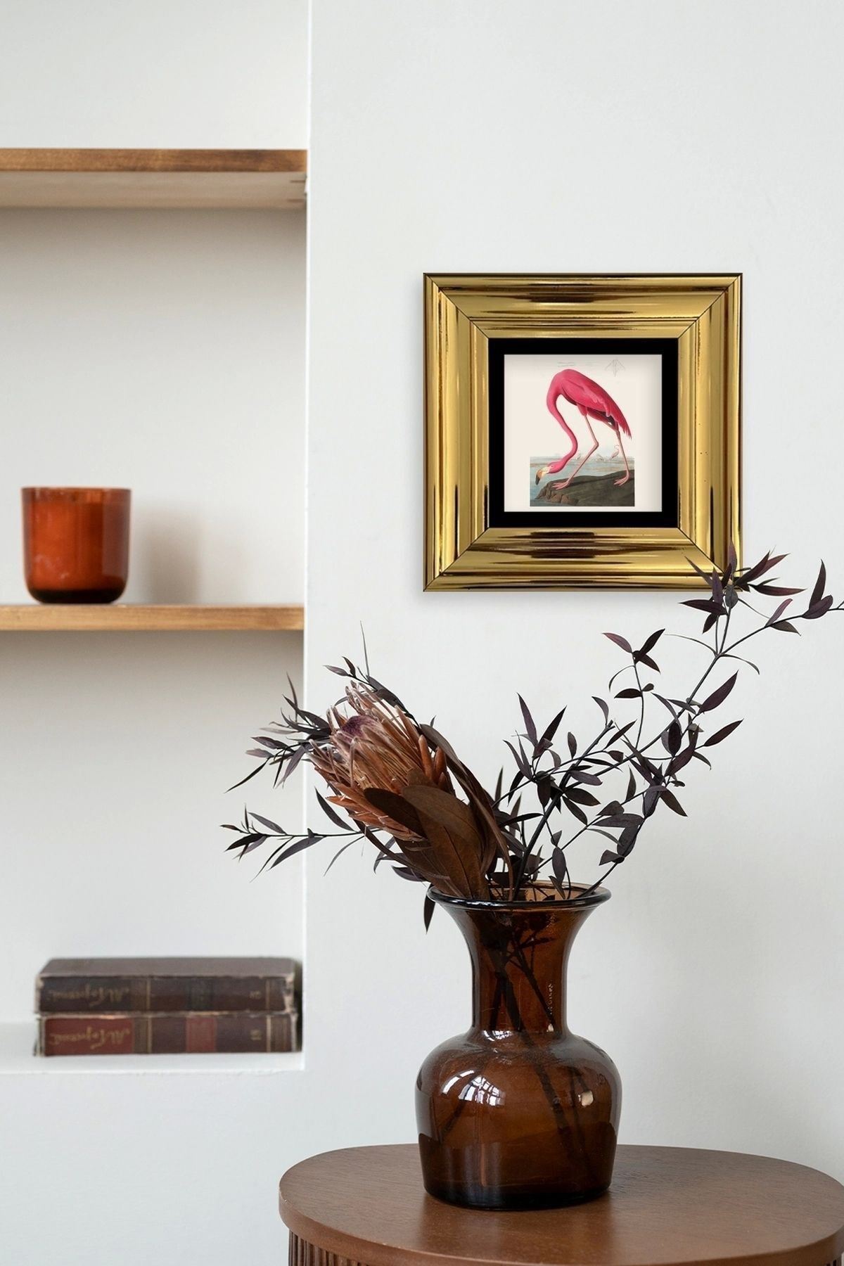 Flamingo Çerçeveli Taş Tablo 20 cm