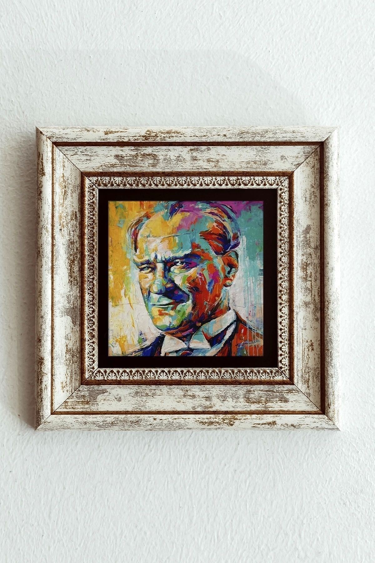 Atatürk Çerçeveli Taş Tablo , Çerçeveli Taş Duvar Dekoru-enkcrcvtbl-00207 20 cm