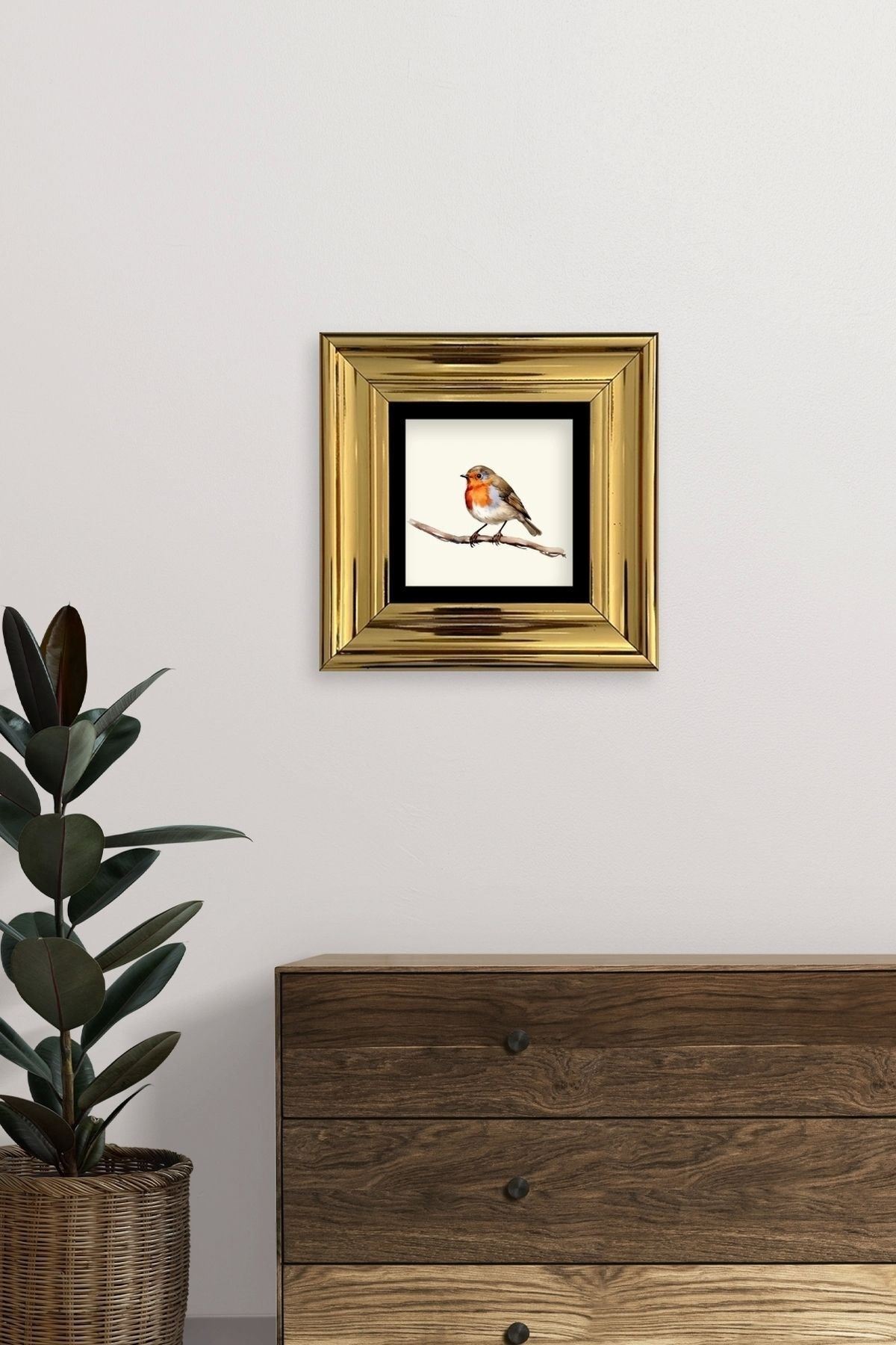 Tombul Kuş Çerçeveli Taş Tablo 20 cm